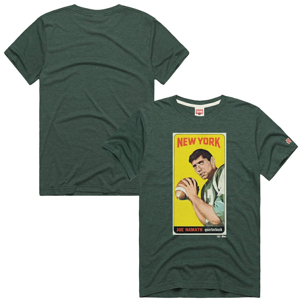 Joe Namath New York Jets Homage Unisex NFL Topps Trading Card Tri-Blend T-Shirt Green