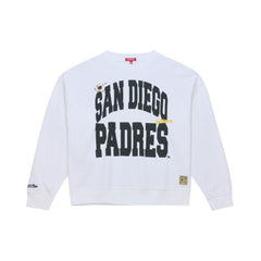 San Diego Padres Mitchell & Ness Women's Oversized Cooperstown Sweatshirt - White - Mitchell & Ness on Sale