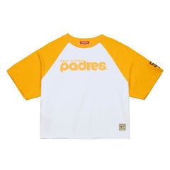 San Diego Padres Mitchell & Ness Women's Cropped Raglan Boxy T-Shirt - White - Mitchell & Ness on Sale