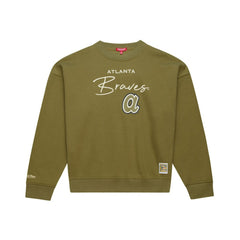 Atlanta Braves Mitchell & Ness Women's Oversized Crewneck Sweatshirt - Olive - Mitchell & Ness Sale