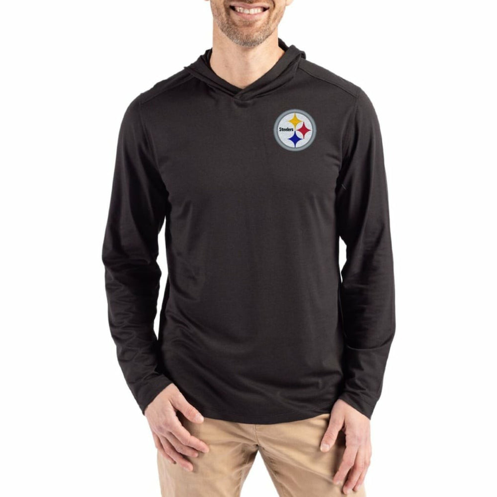 Pittsburgh Steelers Cutter & Buck Coastline Epic Comfort Eco Recycled Long Sleeve Hoodie T-Shirt Black