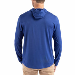 Denver Broncos Cutter & Buck Coastline Epic Comfort Eco Recycled Long Sleeve Hoodie T-Shirt Blue