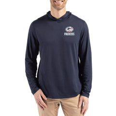 Green Bay Packers Cutter & Buck Americana Coastline Epic Comfort Eco Recycled Long Sleeve Hoodie T-Shirt Navy