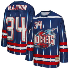 Hakeem Olajuwon Houston Rockets Unisex Maxxed Out Fashion Hockey Jersey Navy | Mitchell & Ness US
