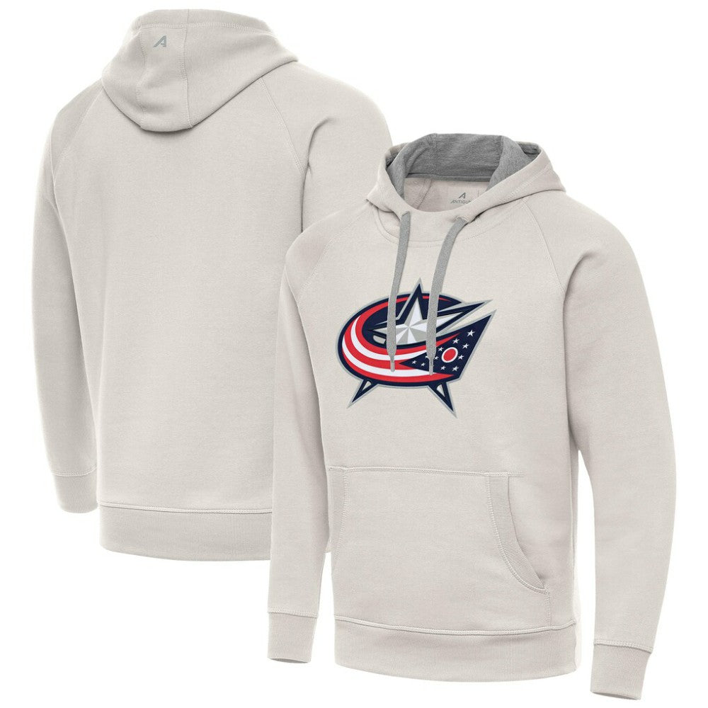 Columbus Blue Jackets Antigua Big Logo Victory Pullover Hoodie - Cream - NHL 203377034