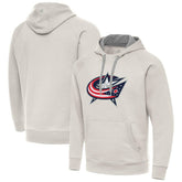Columbus Blue Jackets Antigua Big Logo Victory Pullover Hoodie - Cream - NHL 203377034
