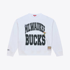 Milwaukee Bucks Women's Lightweight Block Letter Sweatshirt White | Mitchell & Ness online