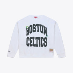 Boston Celtics Women's Lightweight Block Letter Sweatshirt White | Mitchell & Ness Near Me