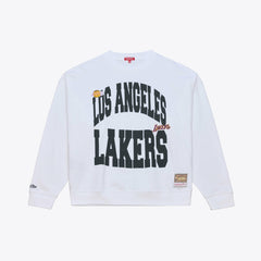 Los Angeles Lakers Women's Lightweight Block Letter Sweatshirt White | Mitchell & Ness US