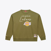Los Angeles Lakers Women's Lightweight Script Sweatshirt Olive | Mitchell & Ness outlet