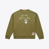 New York Knicks Women's Lightweight Script Sweatshirt Olive | Mitchell & Ness Near Me