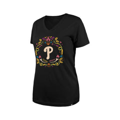 Philadelphia Phillies New Era Women's Día de los Muertos V-Neck T-Shirt - Black - New Era Online