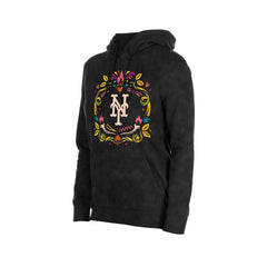 New York Mets New Era Women's Día de Muertos Mineral Wash Hoodie Sweatshirt - Black - New Era Sale