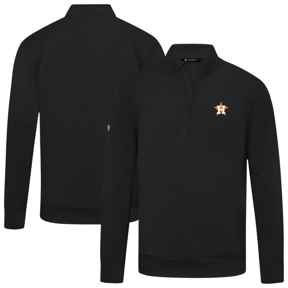 Houston Astros Levelwear Upright Insignia Tri-Blend Quarter-Zip Pullover - Black - MLB Discount