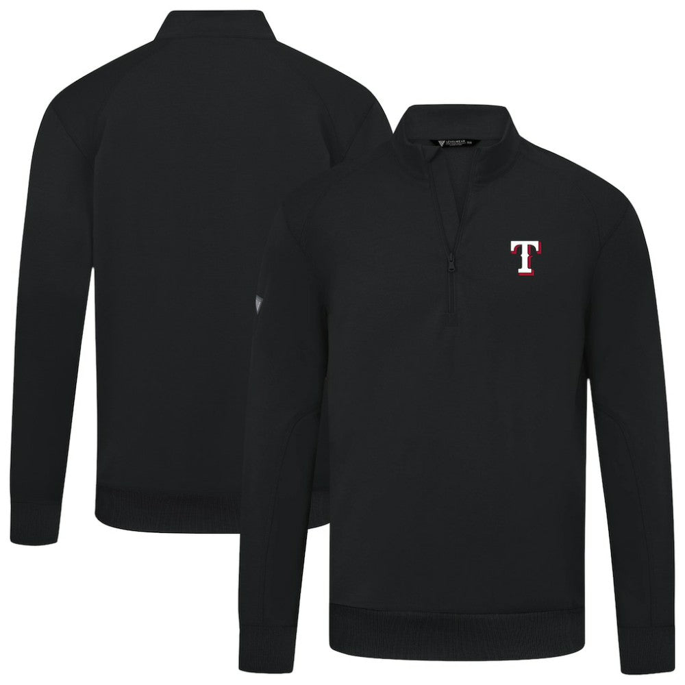 Texas Rangers Levelwear Upright Insignia Tri-Blend Quarter-Zip Pullover - Black - MLB Lifestyle