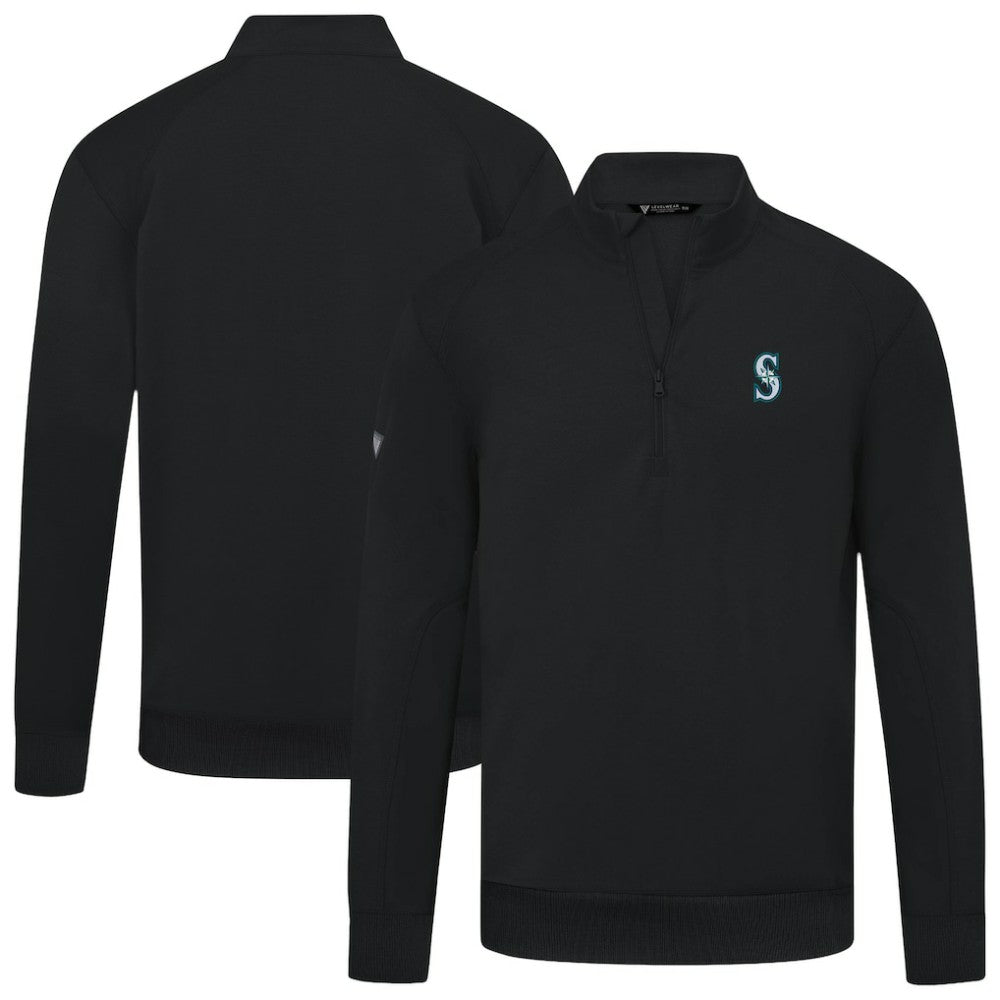 Seattle Mariners Levelwear Upright Insignia Tri-Blend Quarter-Zip Pullover - Black - MLB Discount