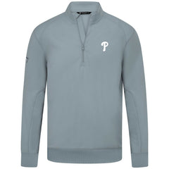 Philadelphia Phillies Levelwear Upright Insignia Tri-Blend Quarter-Zip Pullover - Gray - MLB Discount