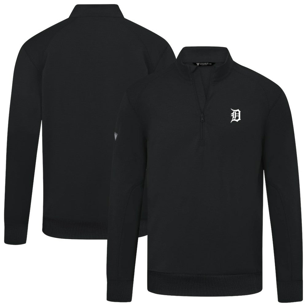 Detroit Tigers Levelwear Upright Insignia Tri-Blend Quarter-Zip Pullover - Black - MLB Online