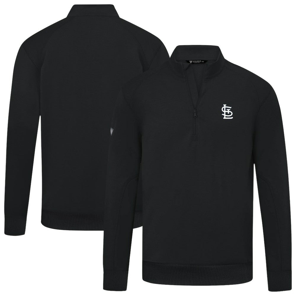 St. Louis Cardinals Levelwear Upright Insignia Tri-Blend Quarter-Zip Pullover - Black - MLB Discount