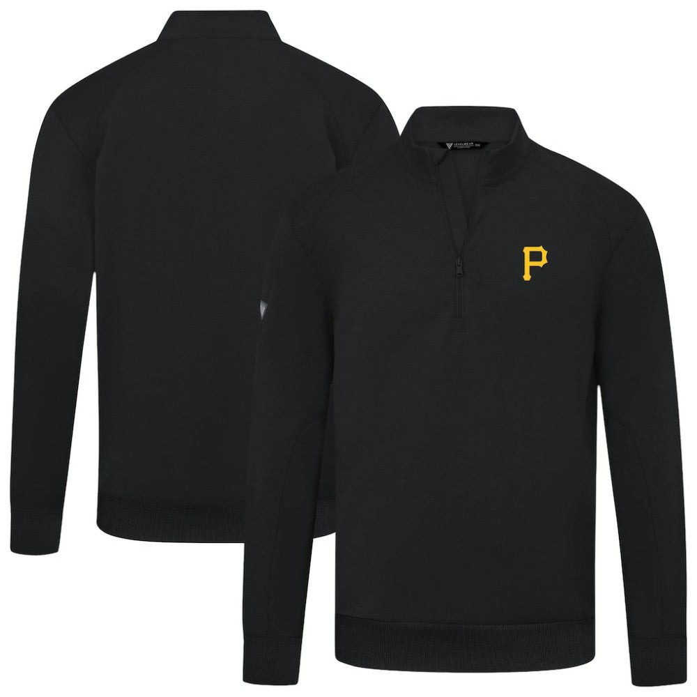 Pittsburgh Pirates Levelwear Upright Insignia Tri-Blend Quarter-Zip Pullover - Black - MLB Discount