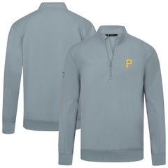 Pittsburgh Pirates Levelwear Upright Insignia Tri-Blend Quarter-Zip Pullover - Gray - MLB Discount