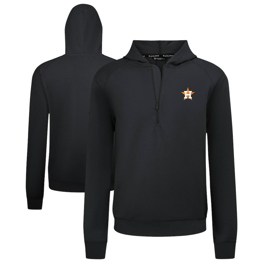 Houston Astros Levelwear Technic Insignia Quarter-Zip Hoodie - Black - MLB Lifestyle