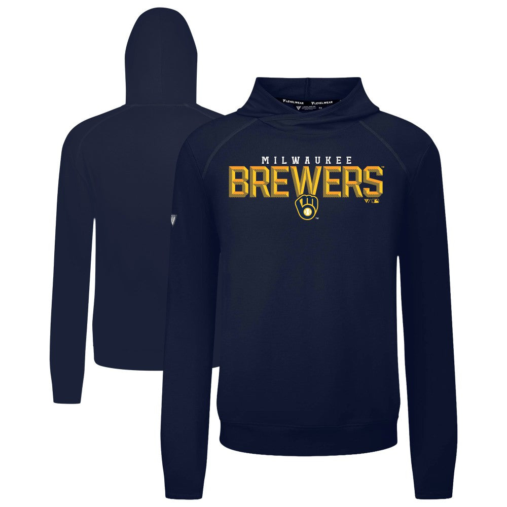 Milwaukee Brewers Levelwear Mandate Carve Tri-Blend Hoodie - Navy - MLB Lifestyle