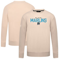 Miami Marlins Levelwear Mandate Carve Tri-Blend Sweatshirt - Khaki - MLB on Sale
