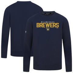 Milwaukee Brewers Levelwear Mandate Carve Tri-Blend Sweatshirt - Navy - MLB on Sale