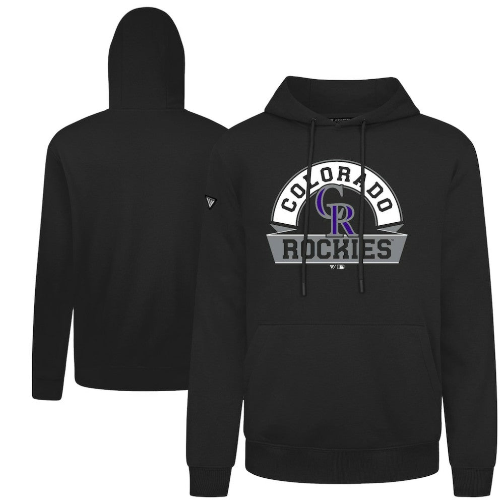 Colorado Rockies Levelwear Podium Banner Arch Hoodie - Black - MLB Discount