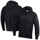 New York Yankees Champion Tonal Reverse Weave Fleece Hoodie - Black - MLB Online
