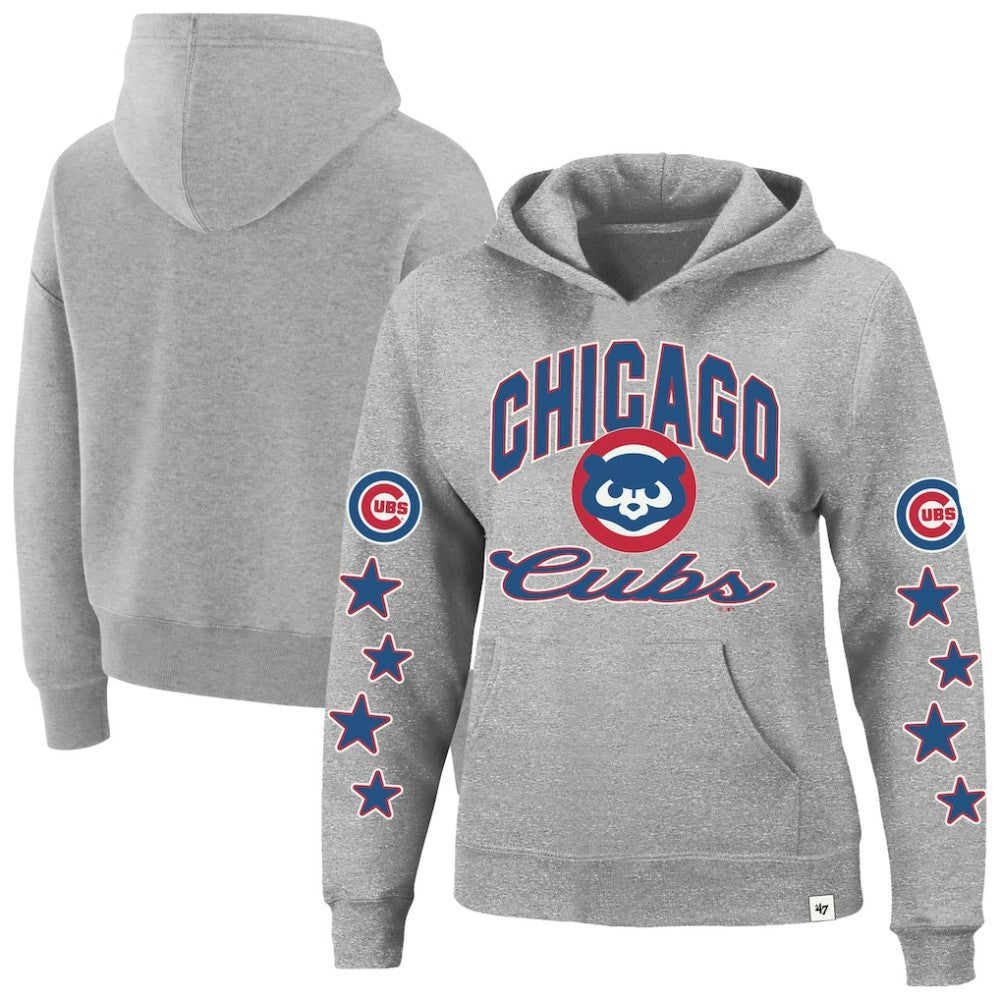 Chicago Cubs '47 Women's Plus Size Starry Eye Hoodie - Heather Gray - 47 brand on Sale