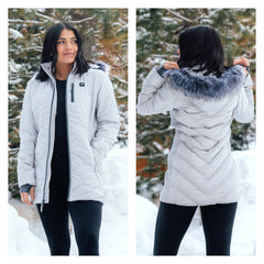 Philadelphia Eagles ActionHeat Women's 5V Battery Heated Long Puffer Full-Zip Hoodie Jacket White