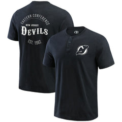 New Jersey Devils Darius Rucker Collection by Fanatics Fanatics Fest Washed Henley T-Shirt - Black - NHL 203392661