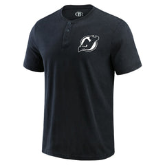 New Jersey Devils Darius Rucker Collection by Fanatics Fanatics Fest Washed Henley T-Shirt - Black - NHL 203392661