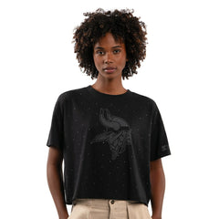 Minnesota Vikings Starter Women's Rhinestone Sprinkle Boxy Cropped T-Shirt Black