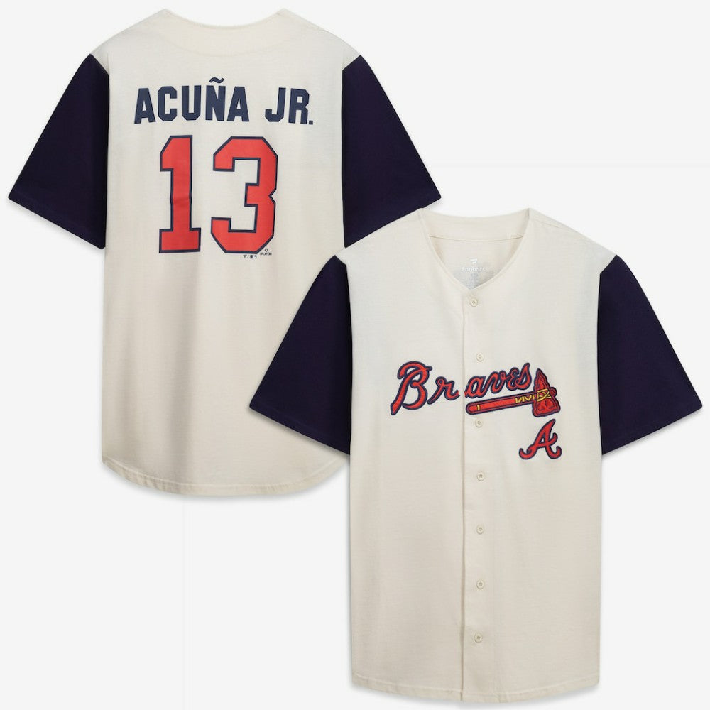 Atlanta Braves Profile Big & Tall Two-Color Fashion Jersey - Cream/Navy - MLB Lifestyle