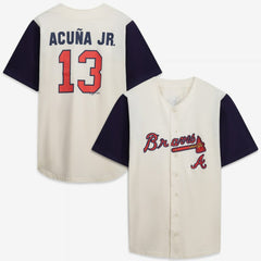 Atlanta Braves Profile Big & Tall Two-Color Fashion Jersey - Cream/Navy - MLB Lifestyle