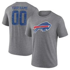 Buffalo Bills Heritage Custom Name & Number Tri-Blend T-Shirt Gray