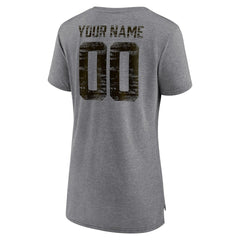 Cleveland Browns Women's Heritage Custom Name & Number Tri-Blend T-Shirt Gray