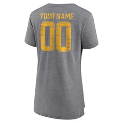 Los Angeles Chargers Women's Heritage Custom Name & Number Tri-Blend T-Shirt Gray
