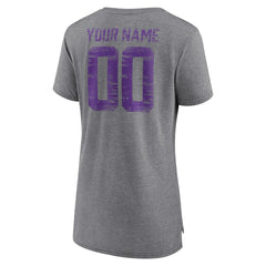 Minnesota Vikings Women's Heritage Custom Name & Number Tri-Blend T-Shirt Gray