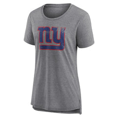 New York Giants Women's Heritage Custom Name & Number Tri-Blend T-Shirt Gray
