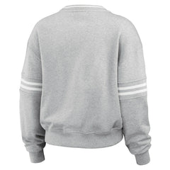 New York Knicks WEAR by Erin Andrews Women's Sleeve Stripe Fleece Crewneck Sweatshirt Gray