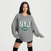New York Jets Gameday Couture Women's Oversized Pure Motion Corded Sweatshirt Gray