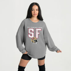 San Francisco 49ers Gameday Couture Women's Oversized Pure Motion Corded Sweatshirt Gray
