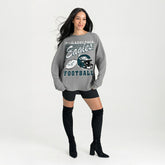 Philadelphia Eagles Gameday Couture Women's Oversized Sweet Victory Corded Sweatshirt Gray