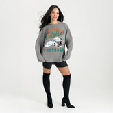 Miami Dolphins Gameday Couture Women's Oversized Sweet Victory Corded Sweatshirt Gray