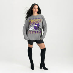 Minnesota Vikings Gameday Couture Women's Oversized Sweet Victory Corded Sweatshirt Gray