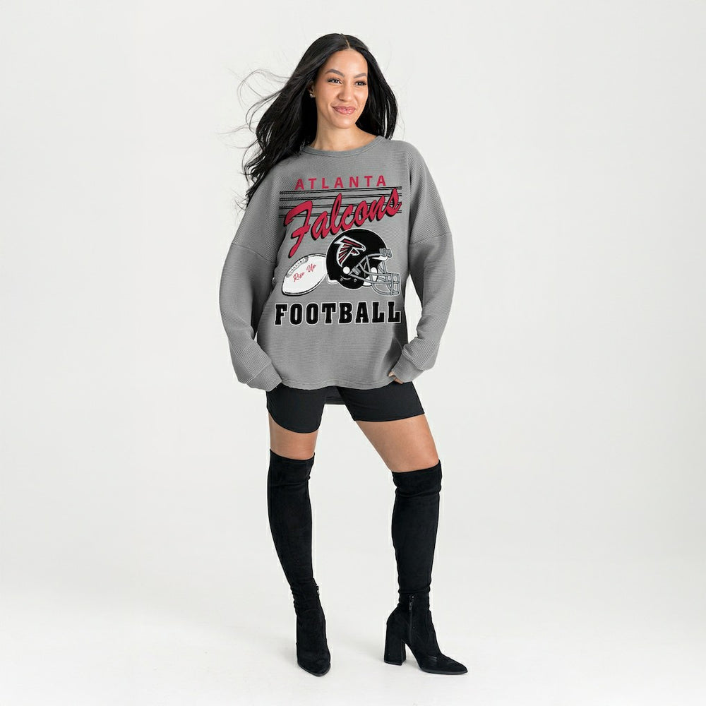 Atlanta Falcons Gameday Couture Women's Oversized Sweet Victory Corded Sweatshirt Gray